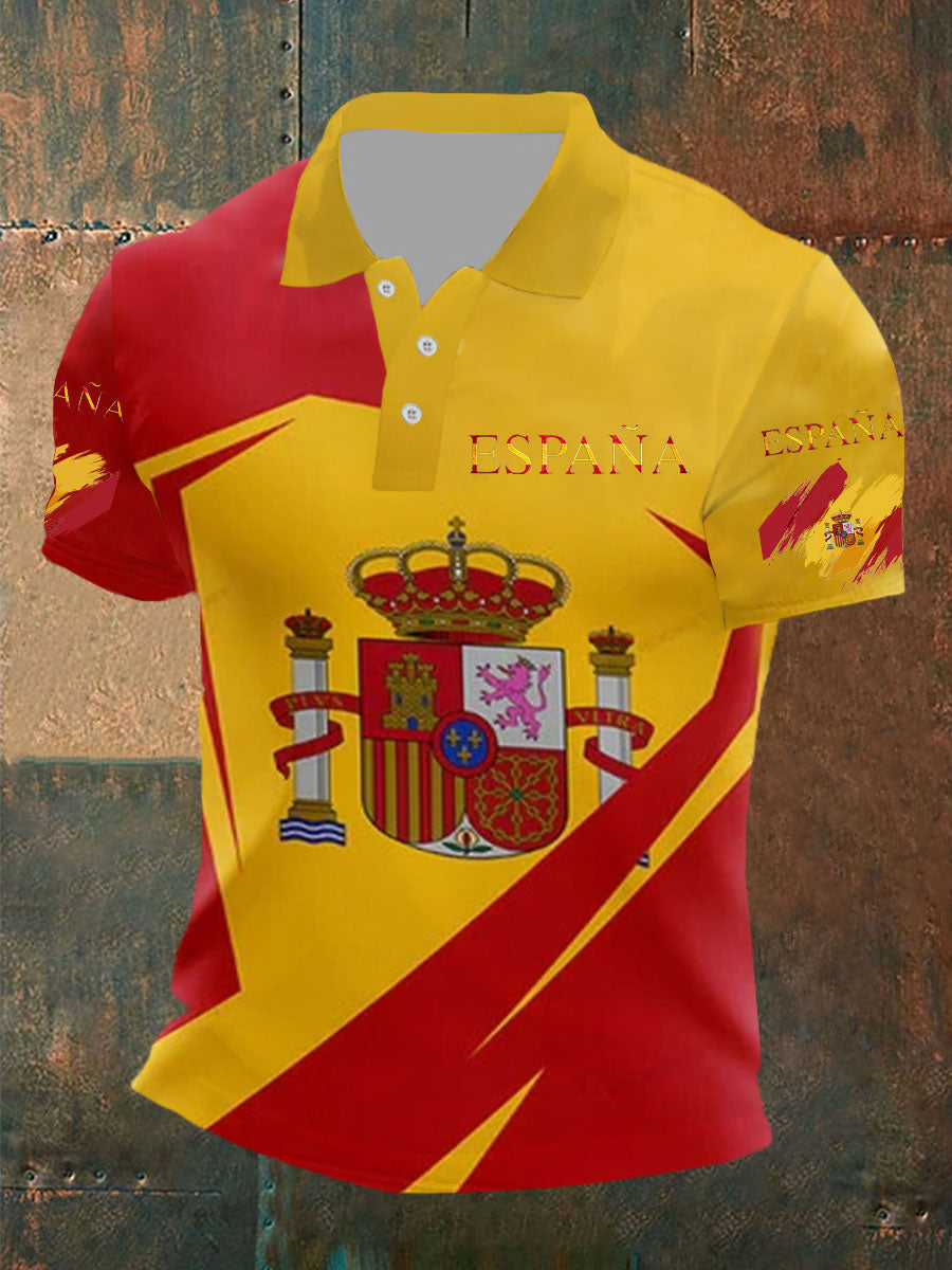 Top de manga corta con estampado de bandera de España para hombre