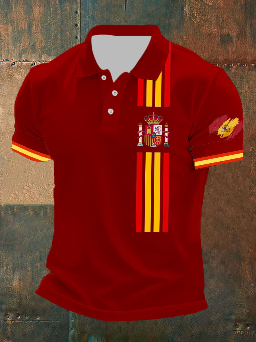 Top de manga corta con estampado de bandera de España para hombre