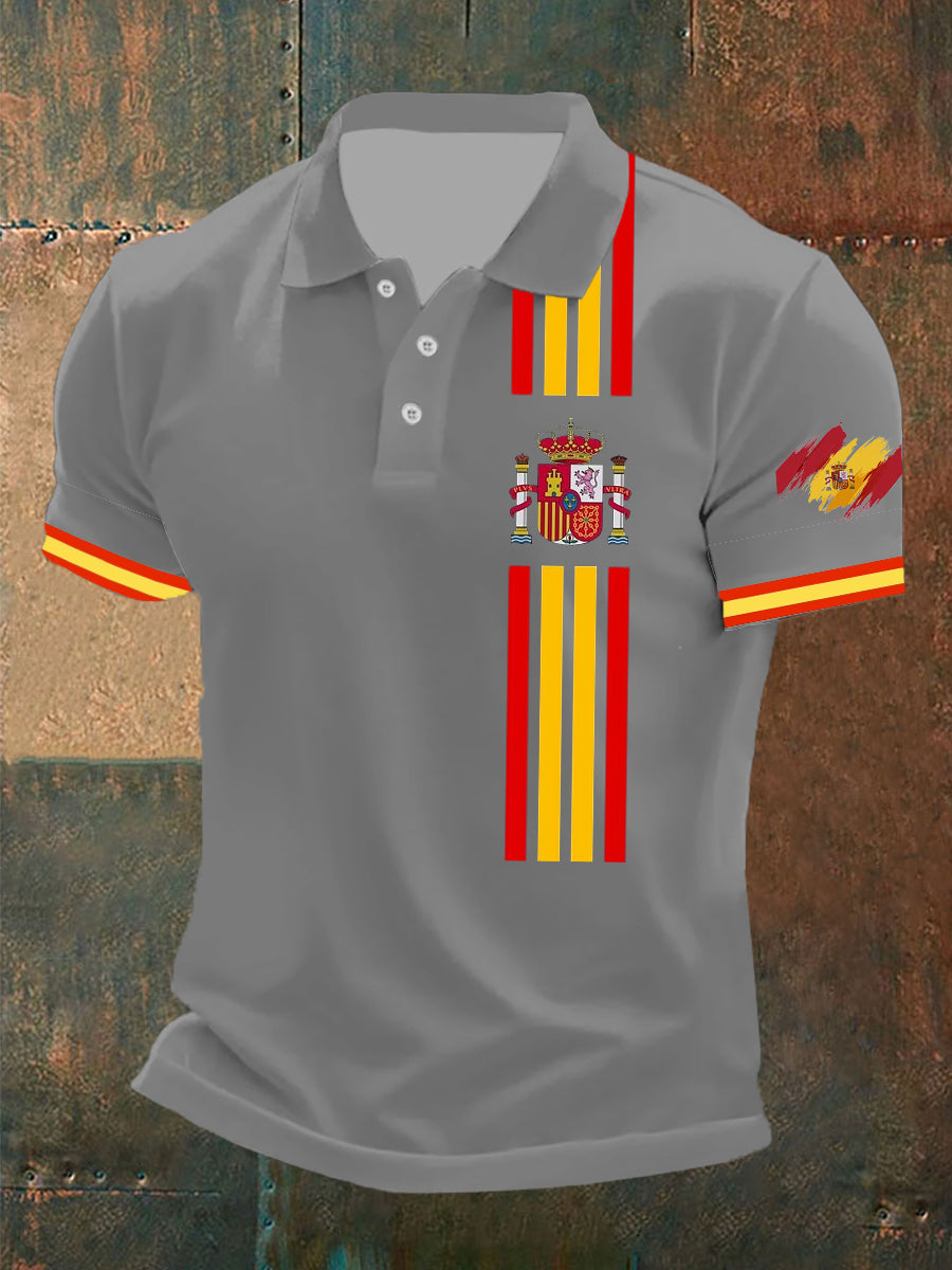 Top de manga corta con estampado de bandera de España para hombre