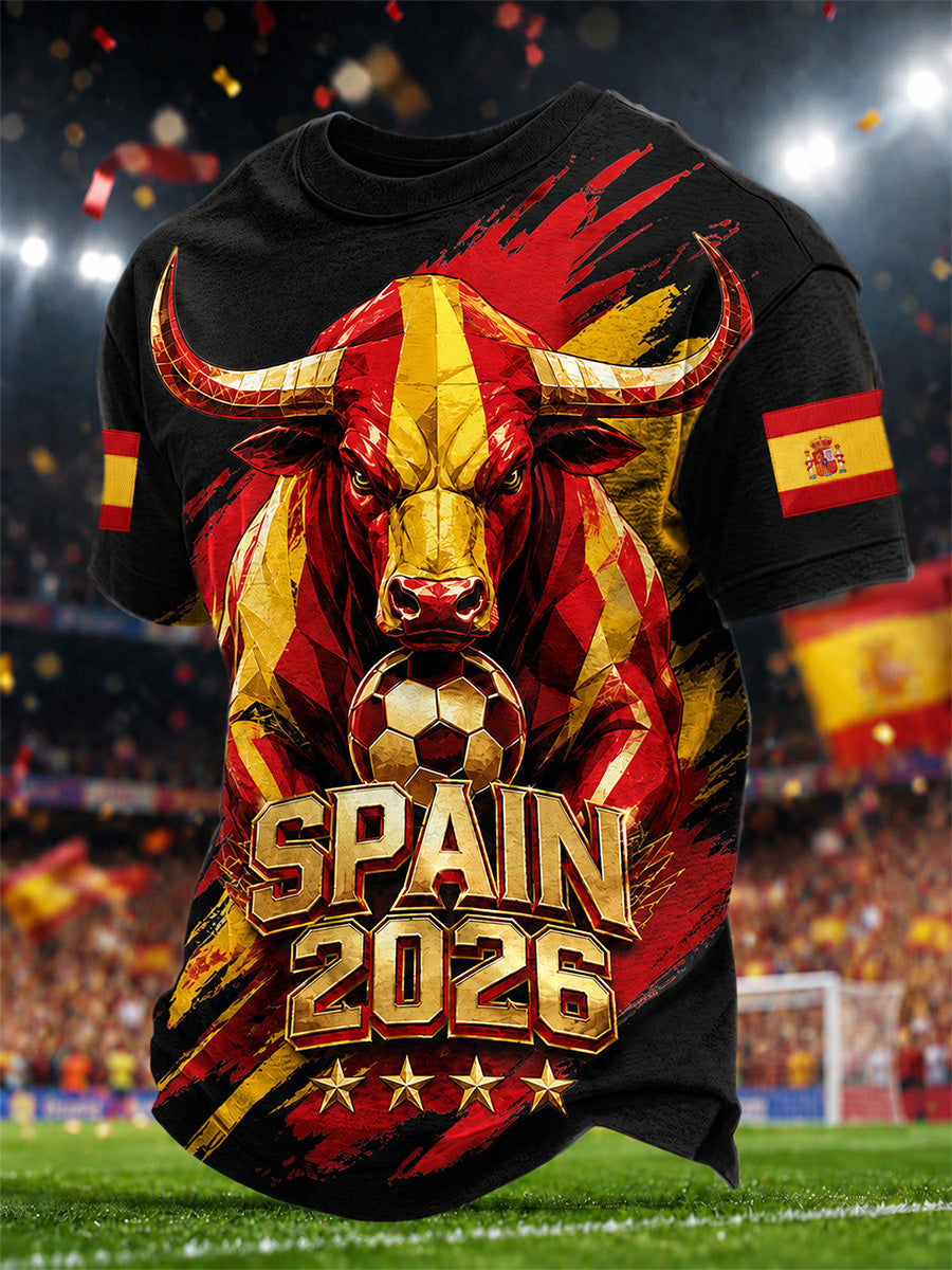 Regalo de los hombres para los fanáticos del fútbol de España imprimir camiseta casual