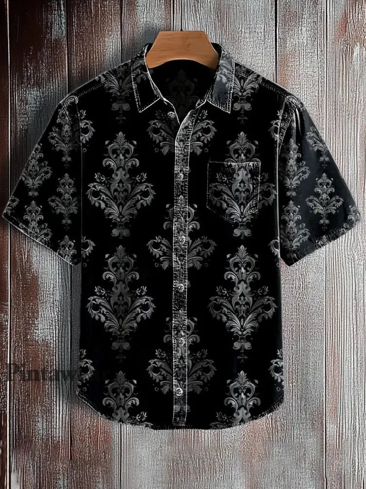 Camisa de manga corta con estampado de arte abstracto retro para hombre A / S