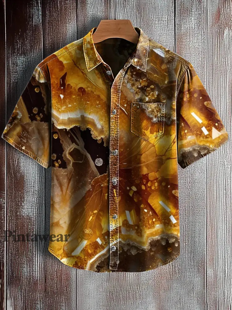 Camisa de manga corta con estampado de arte abstracto retro para hombre A / S