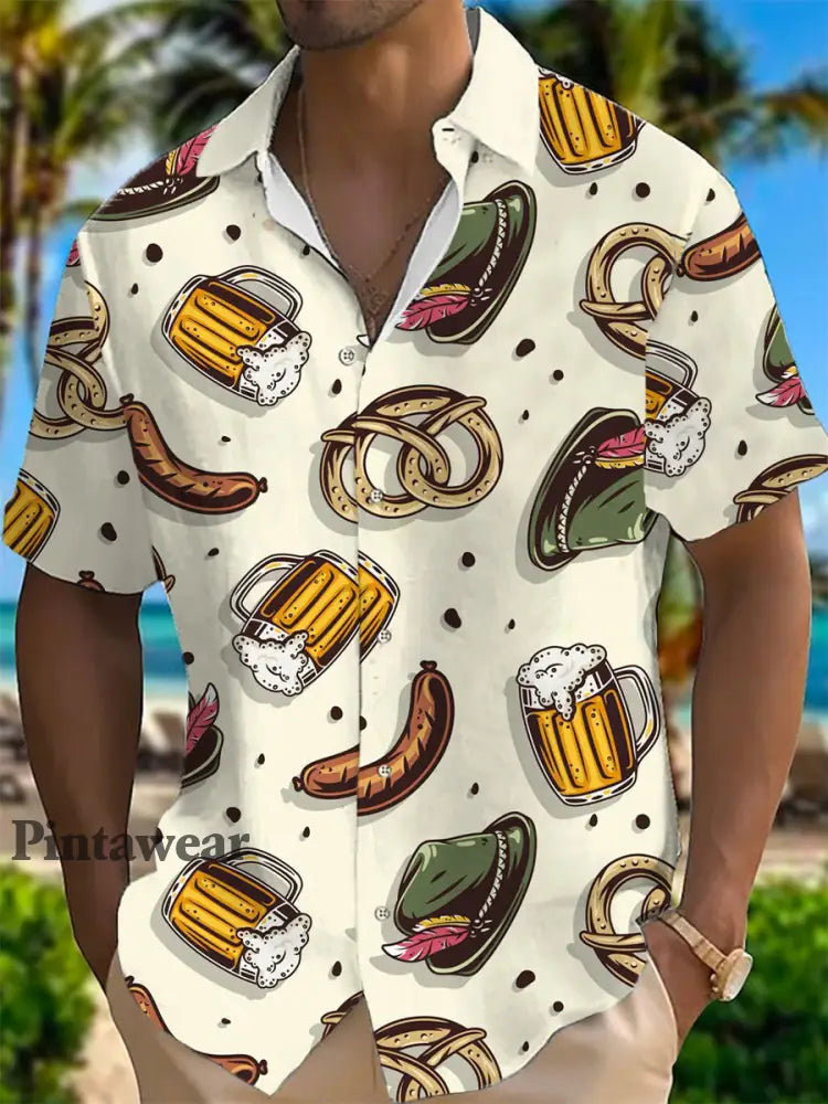 Camisa de manga corta con estampado de cerveza de Alemania para hombre como imagen / S