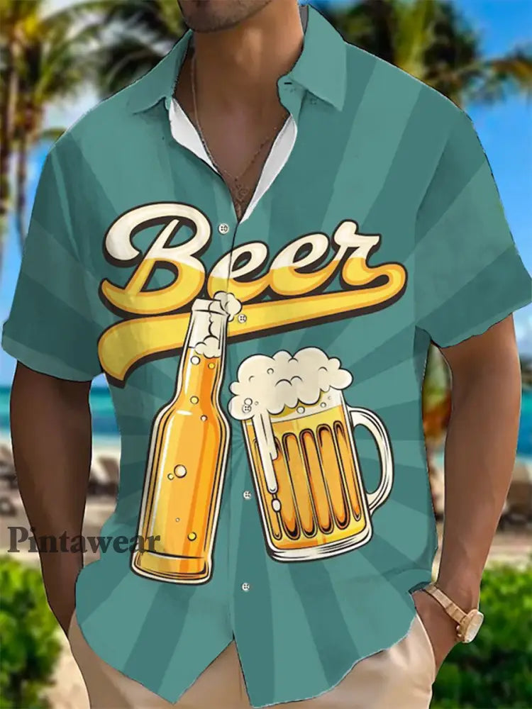 Camisa de manga corta con estampado de cerveza de Alemania para hombre como imagen / S