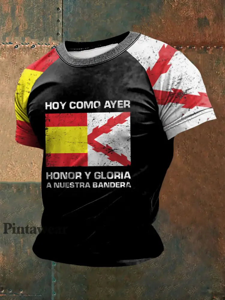 Camiseta de manga corta Español Print para hombre como imagen / S