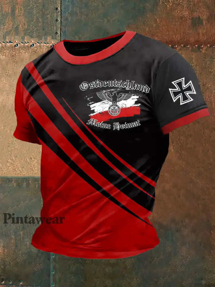 Camiseta de manga corta estampada Ostdeutschland para hombre rojo / S