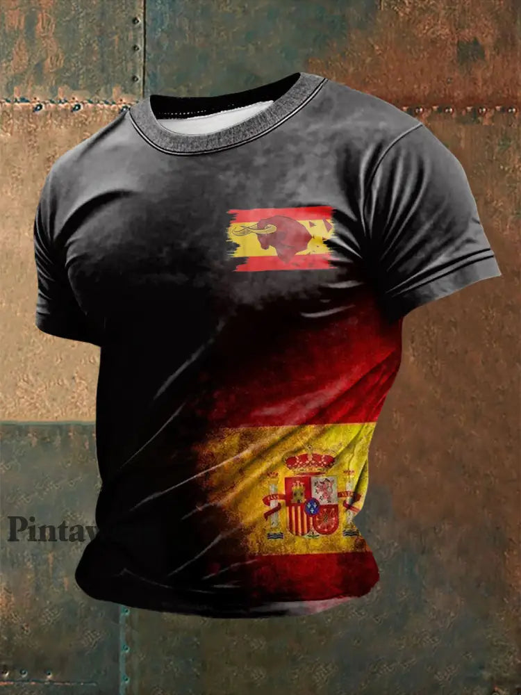 Camiseta de manga corta estampada Toro español para hombre como imagen / S