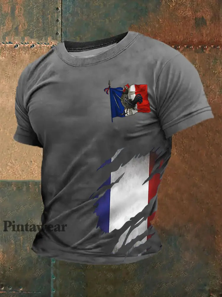 Camiseta de manga corta Le Coq gauois estampada para hombre gris / S