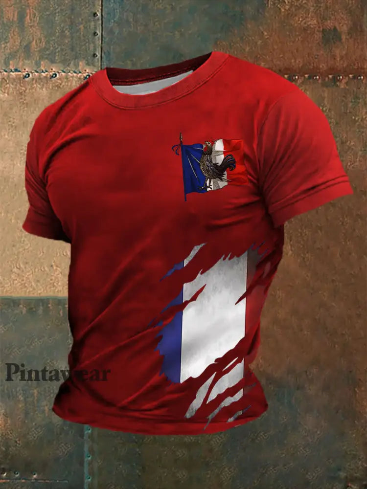 Camiseta de manga corta Le Coq gauois estampada para hombre rojo / S