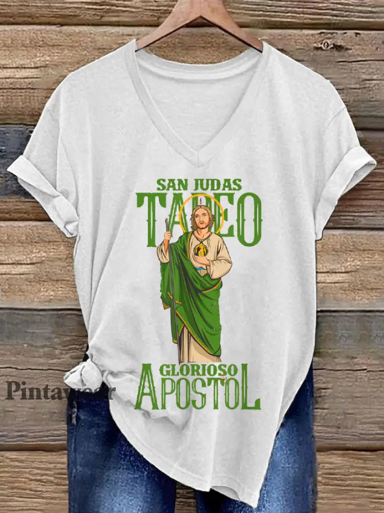 Camiseta de mujer España Faith San Judas Tadeo Blanco / S