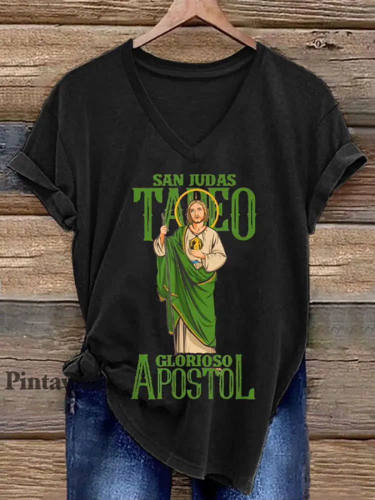 Camiseta de mujer España Faith San Judas Tadeo Negro / S