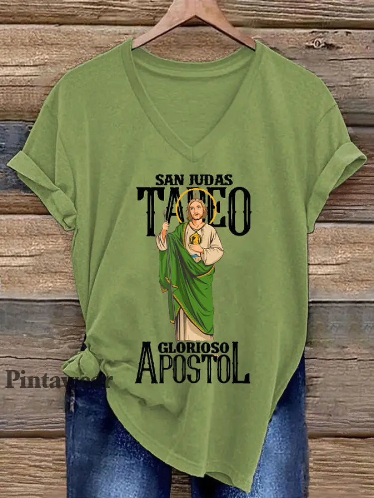 Camiseta de mujer España Faith San Judas Tadeo Verde / S