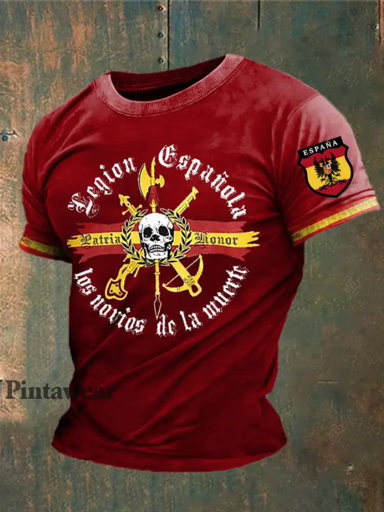 Camiseta estampada España de los hombres rojo / S