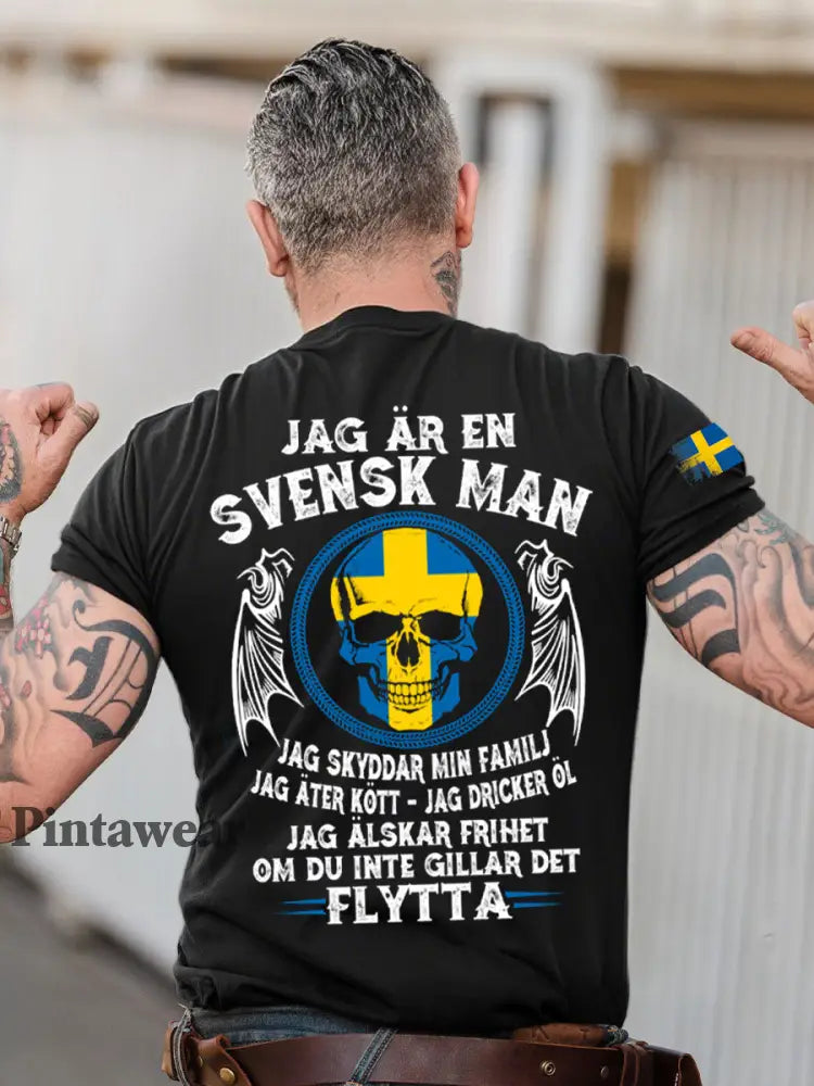 Camiseta estampada Sweden I’m Sweidish para hombre negro / S