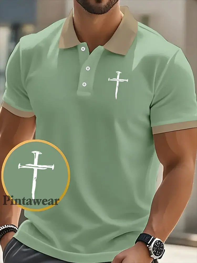 Cruz de la fe de los hombres Impreso SleeveT-camisa corta