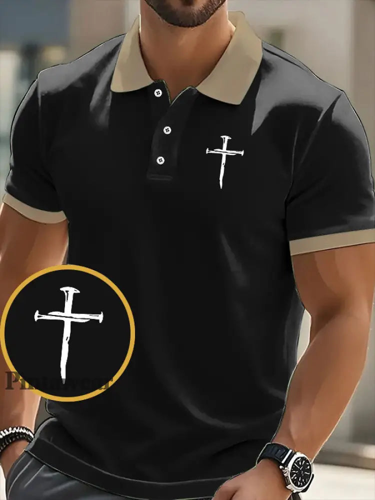 Cruz de la fe de los hombres Impreso SleeveT-camisa corta