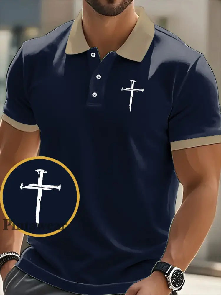 Cruz de la fe de los hombres Impreso SleeveT-camisa corta