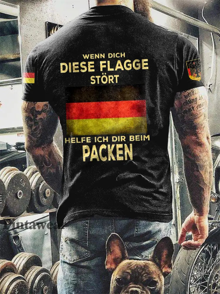 Hombres Wenn diese flagge stört helfe ich dir beim packen impreso camiseta de manga corta negro / S