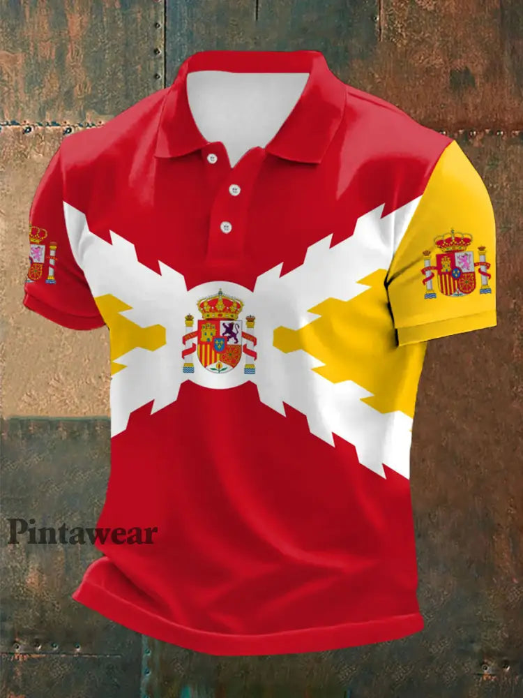 Men’s Spain Cross of Burgundy Printed Casual Tops As picture / S