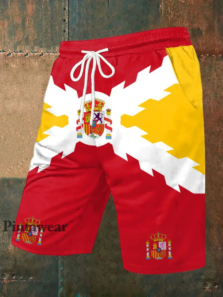 Men’s Spain Cross of Burgundy Printed Shorts As picture / S
