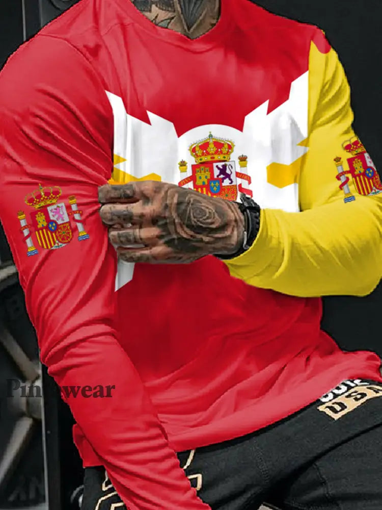 Men’s Spain Cross of Burgundy Printed T-shirt As picture / S