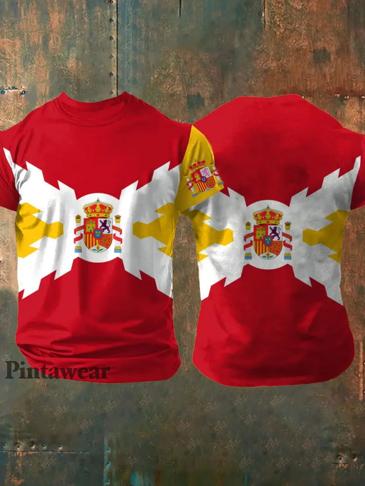 Men’s Spain Cross of Burgundy Printed T-shirt As picture / S