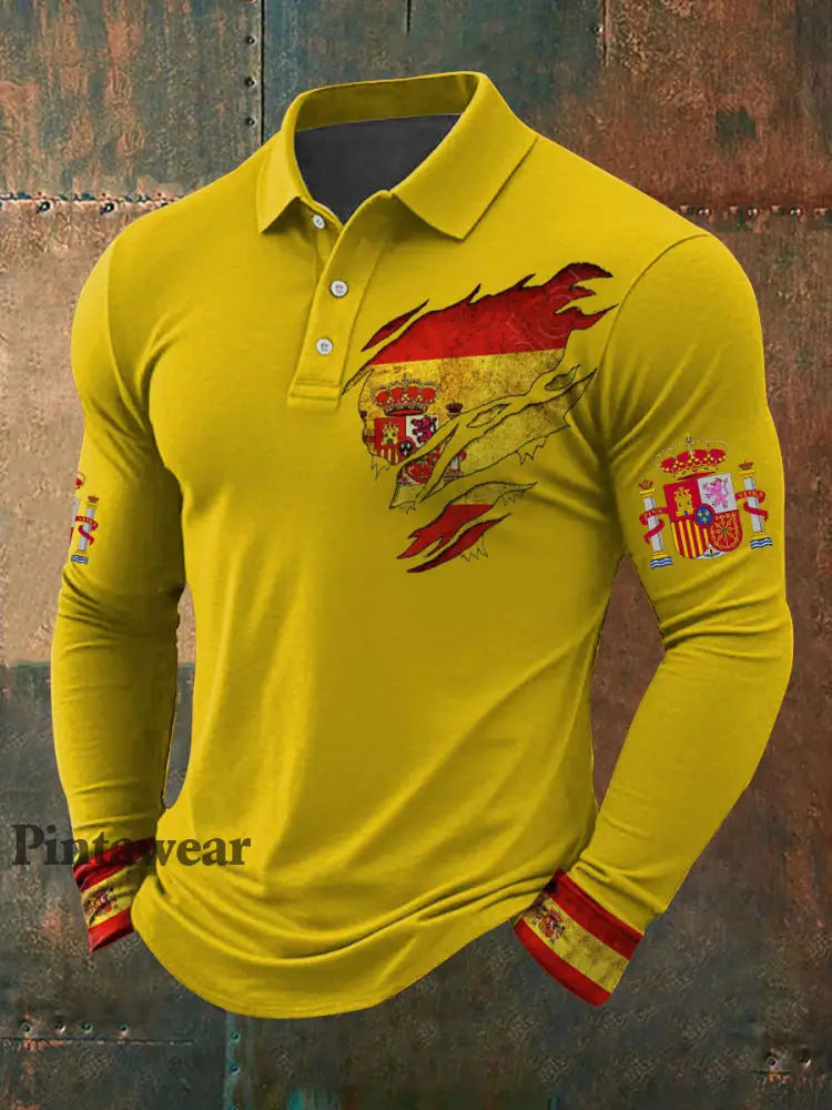 Men’s Spain Printed Casual Tops Yellow / S