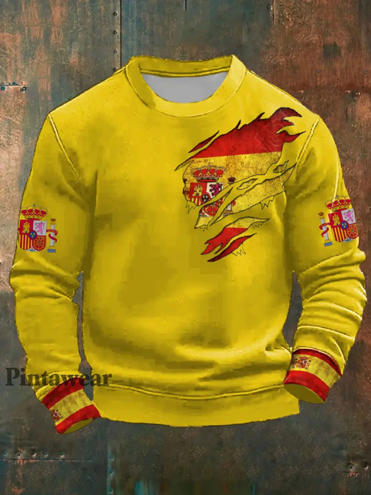 Men’s Spain Printed Sweatshirt Yellow / S