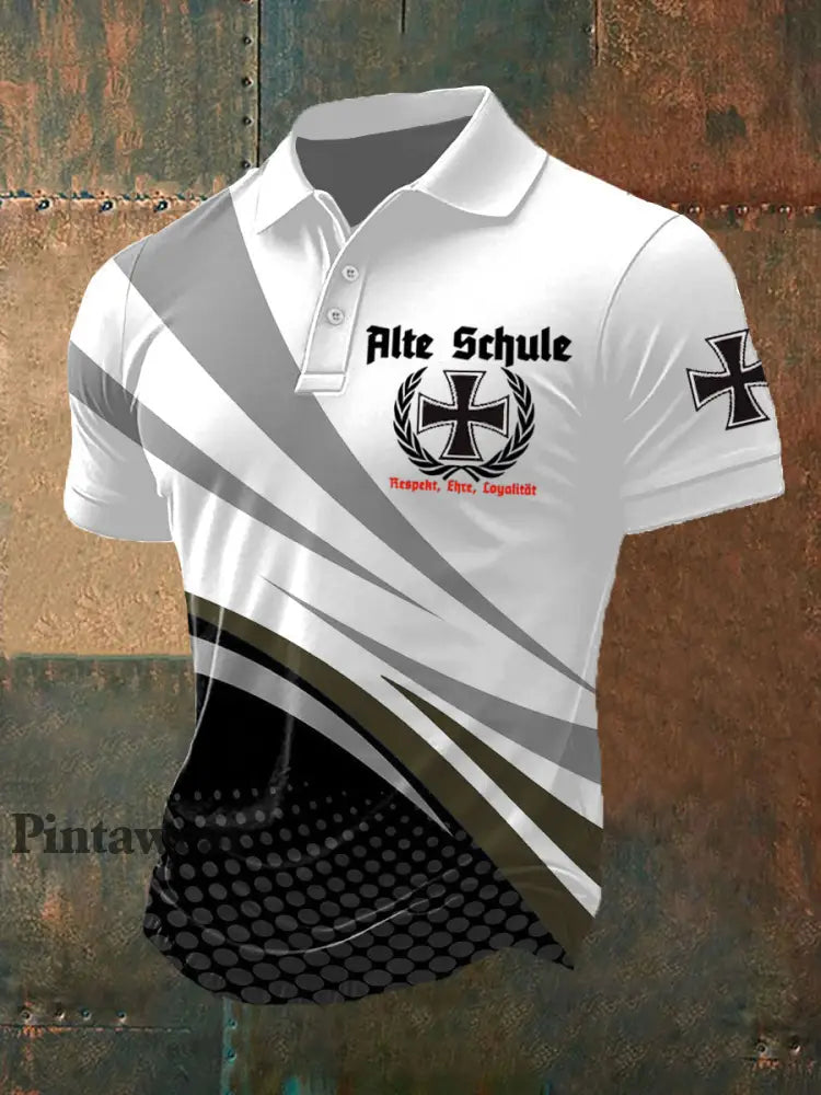 Polo de manga corta estampado Alte Schule para hombre marrón / S