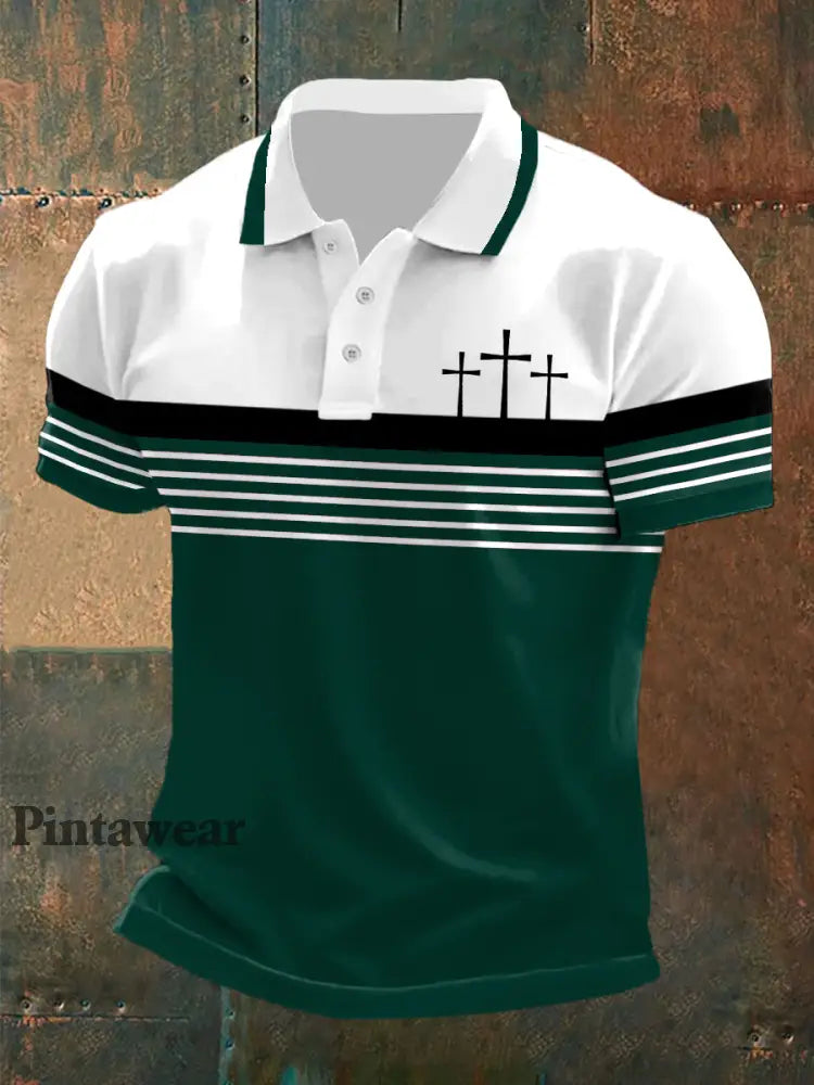 Polo de manga corta para hombre verde oscuro / S