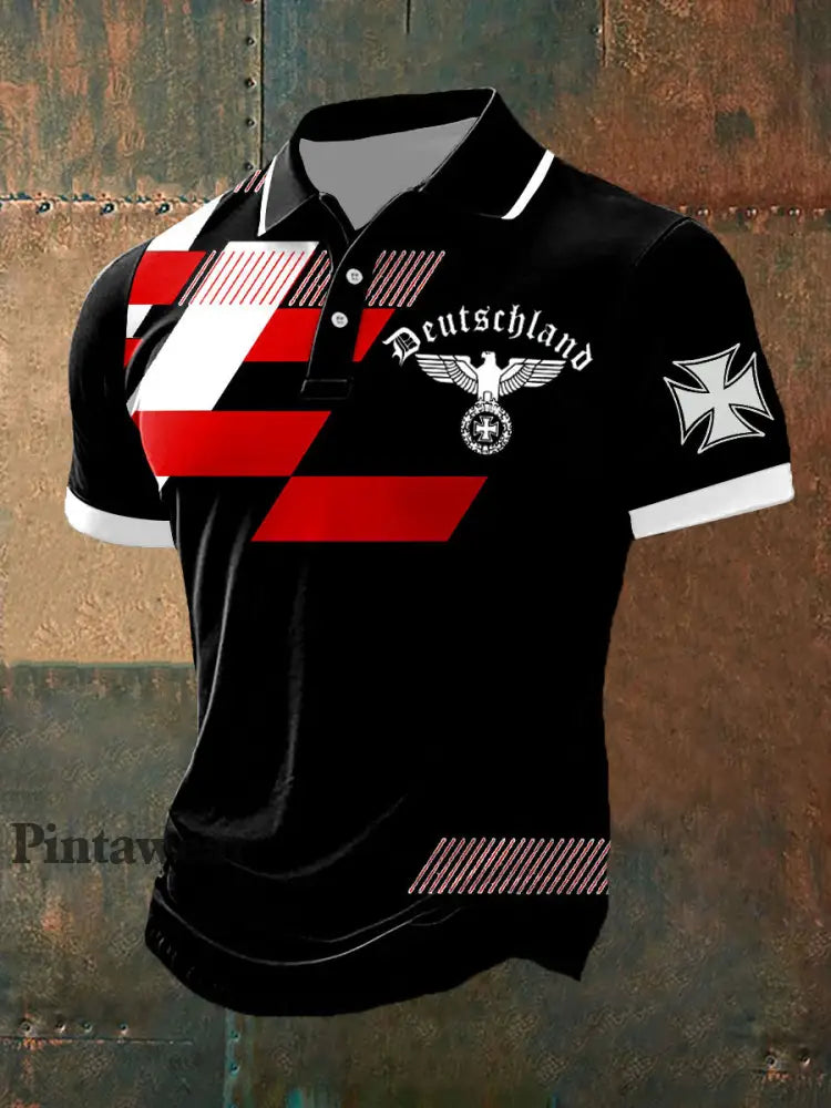 Polo Männer Deutschland gedruckt para hombre negro / S