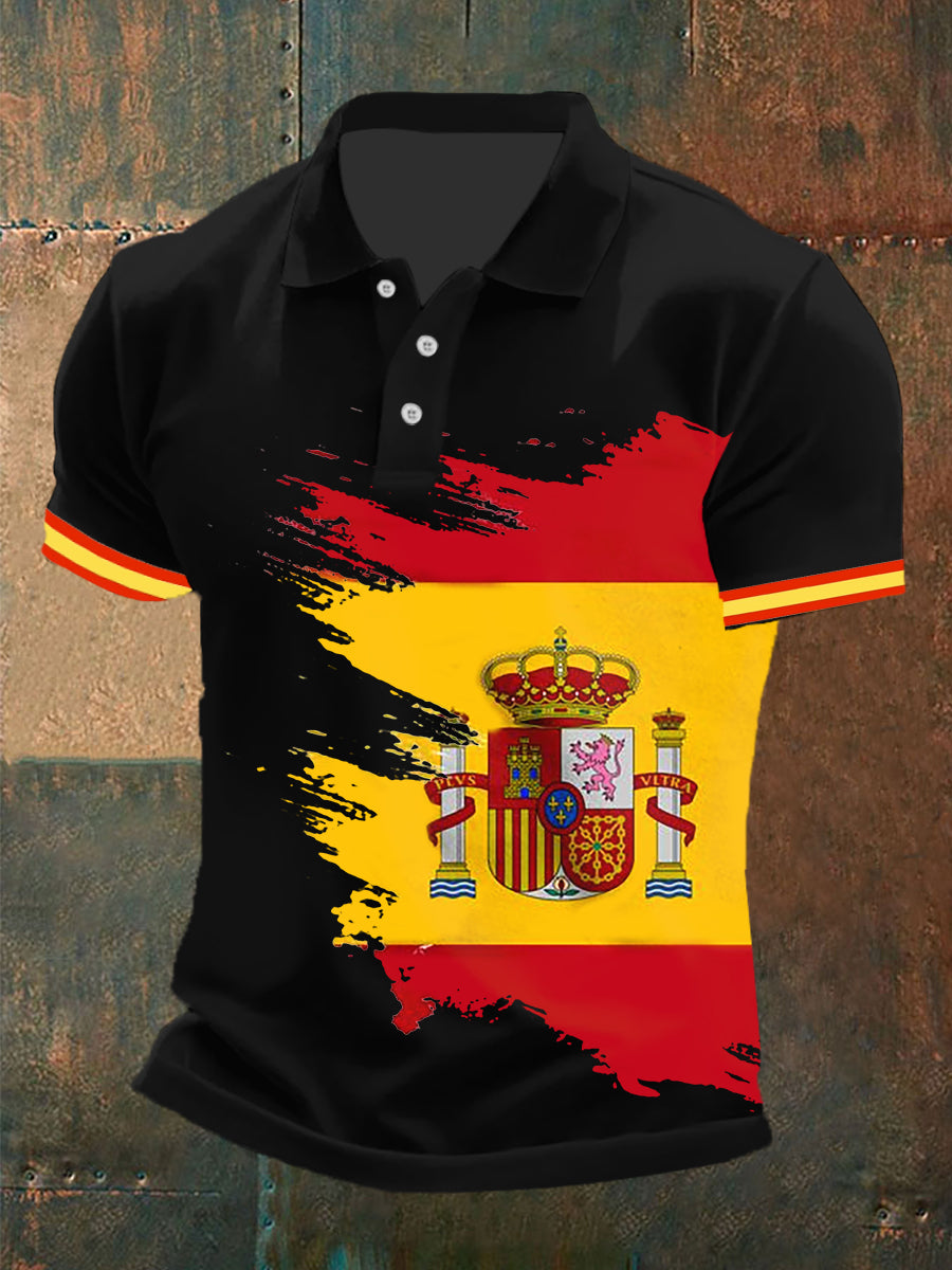 Top de manga corta con estampado de bandera de España para hombre