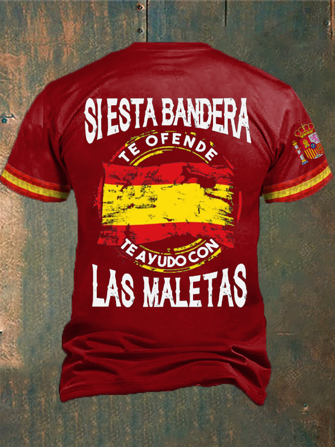 Camiseta estampada España If This Flag You, I Will Pack Your Bags para hombre