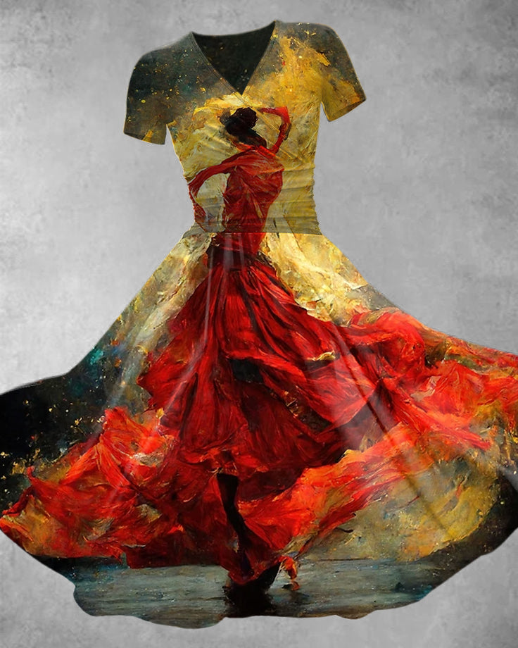 Vestido flamenco español manga corta para mujer