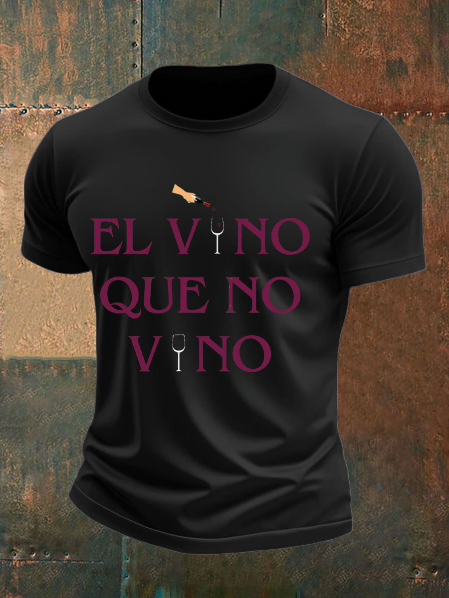 Camiseta impresa vino divertido de España de los hombres
