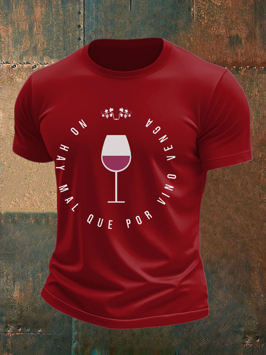Camiseta impresa vino divertido de España de los hombres