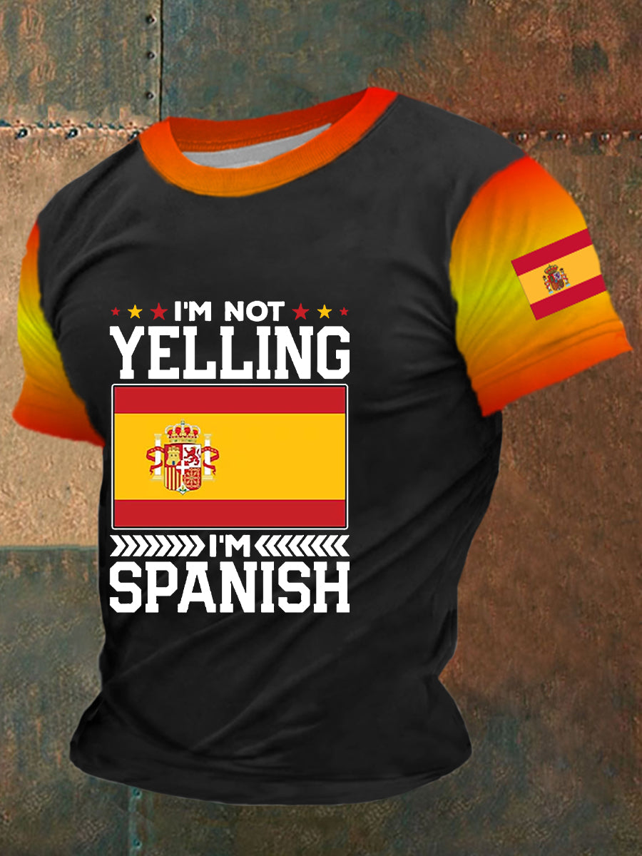 Camiseta de manga corta con bandera española para hombre