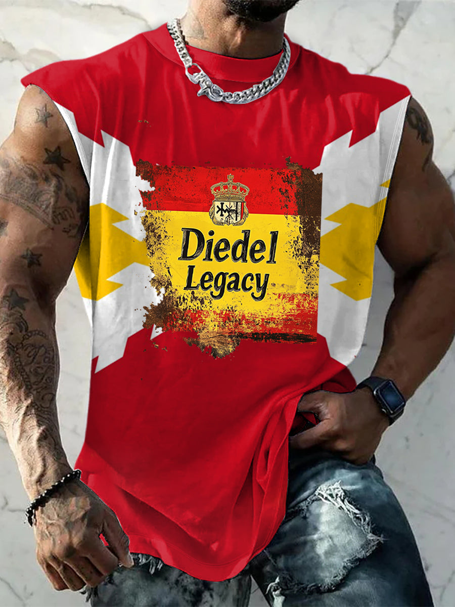 Hombres Vintage bandera española eslogan imprimir cómodo casual algodón Tank Top