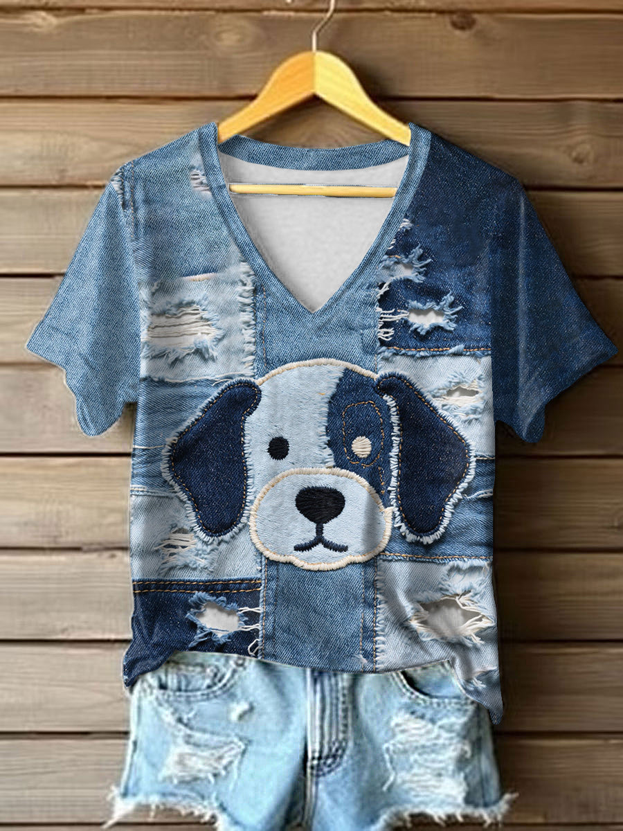 Camiseta Denim Puppy para mujer
