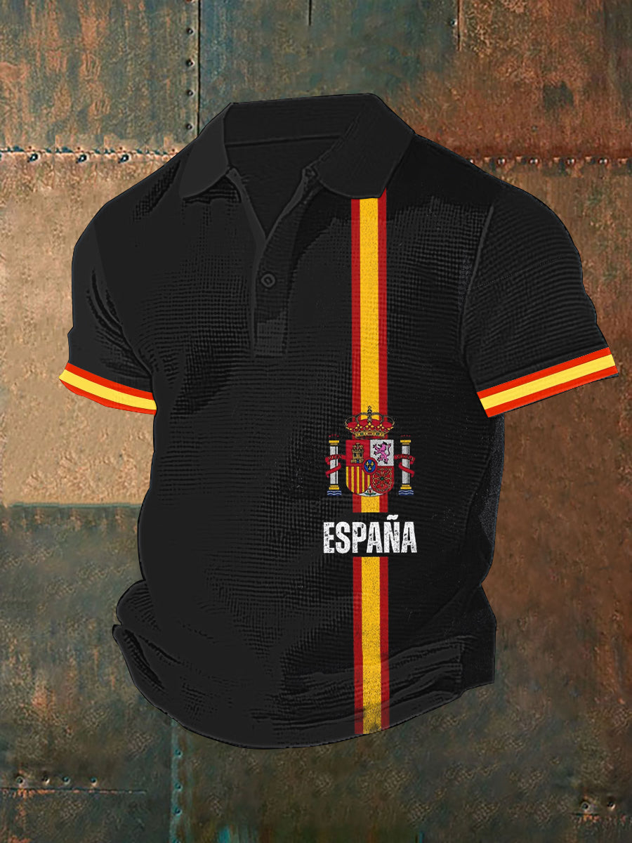 Top de manga corta con estampado de bandera de España para hombre