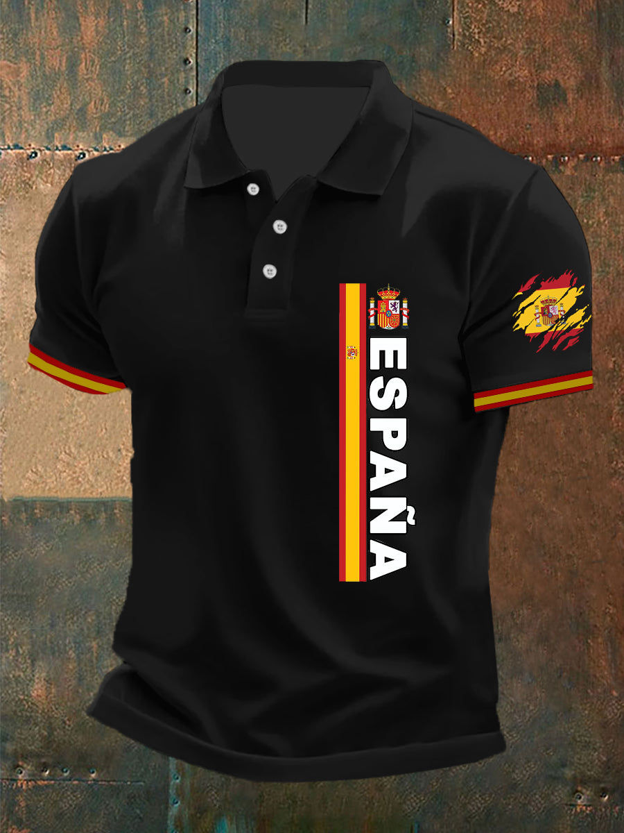 Top de manga corta con estampado de bandera de España para hombre