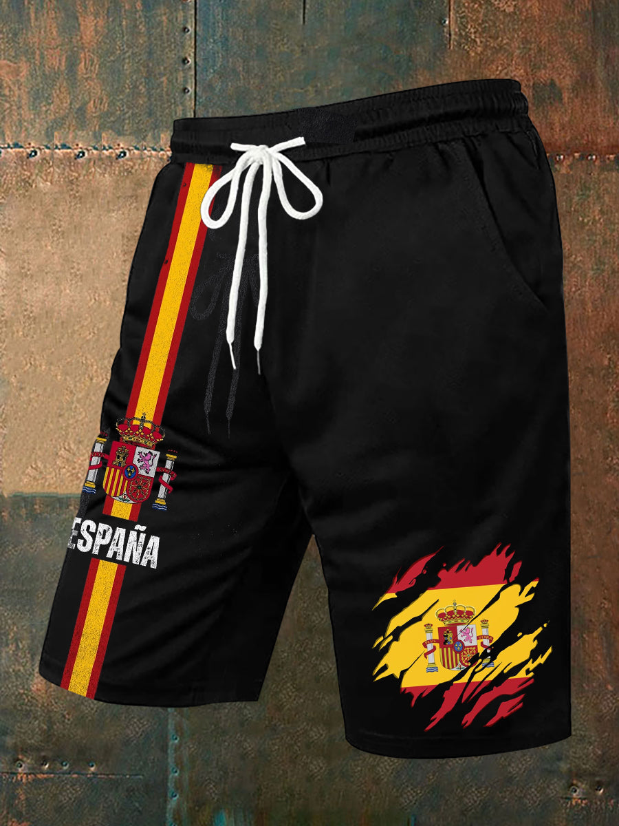 Pantalones cortos con estampado de bandera de España para hombre