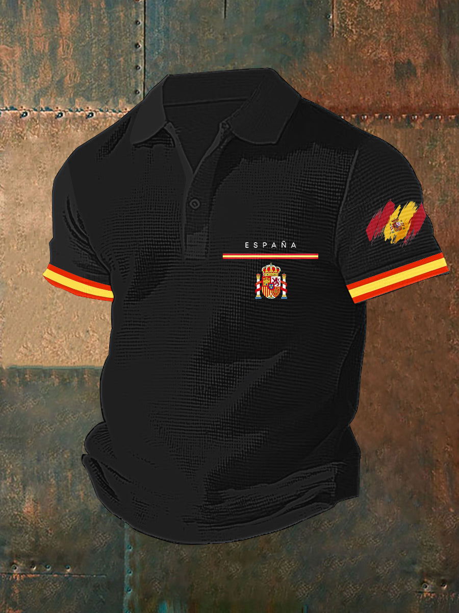 Top de manga corta con estampado de bandera de España para hombre