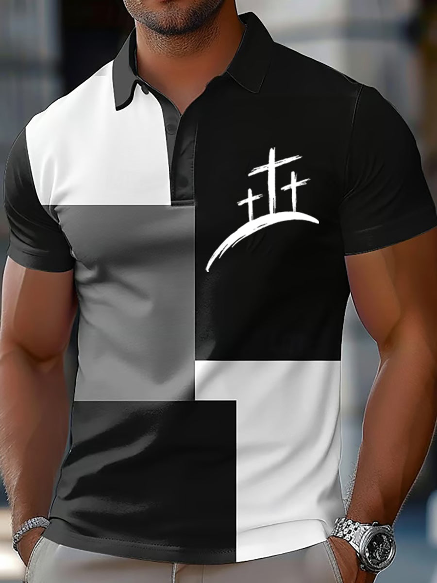 Top casual impreso de la cruz de la fe de los hombres