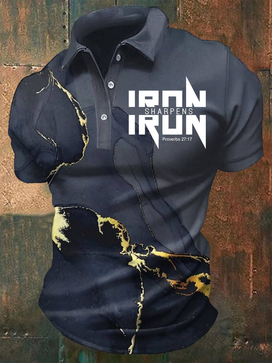 Hierro de los hombres afina la camiseta de manga corta de hierro