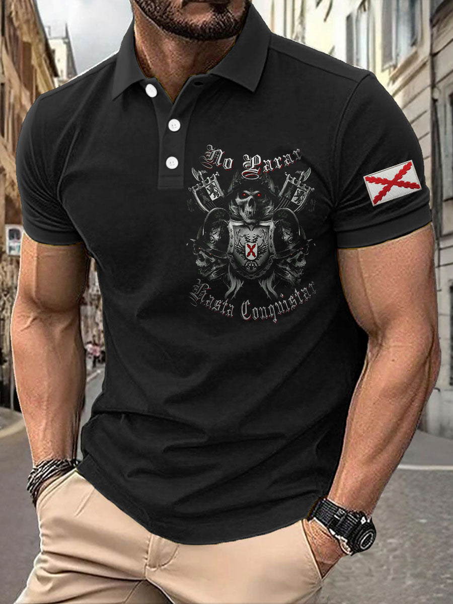 Hombres España Cruz de Borgoña Tercio Impreso Casual Tops