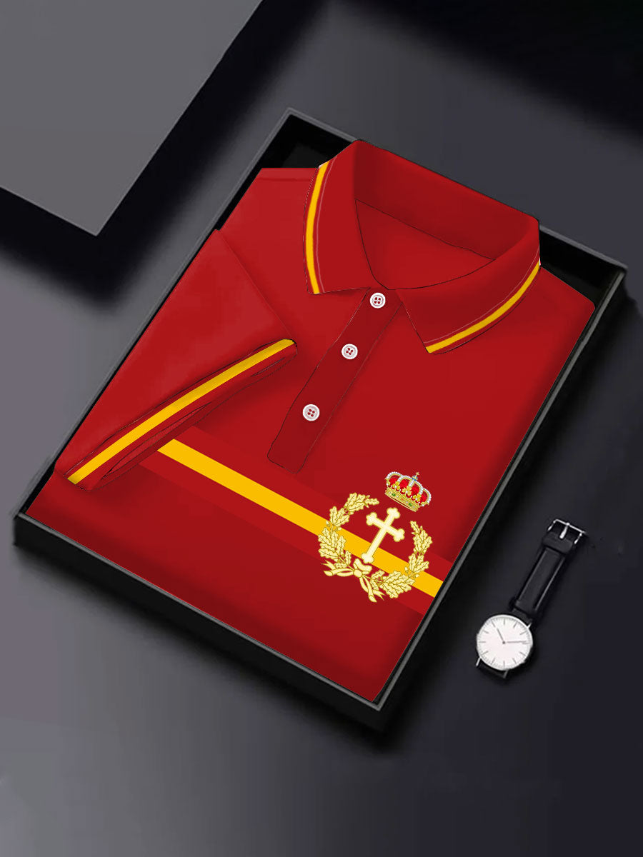 Hombres España Cruz de Borgoña Tercio Impreso Casual Tops