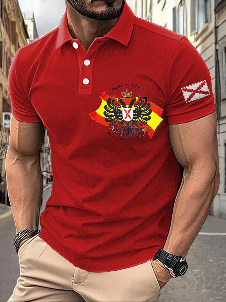 Hombres España Cruz de Borgoña Tercio Impreso Casual Tops