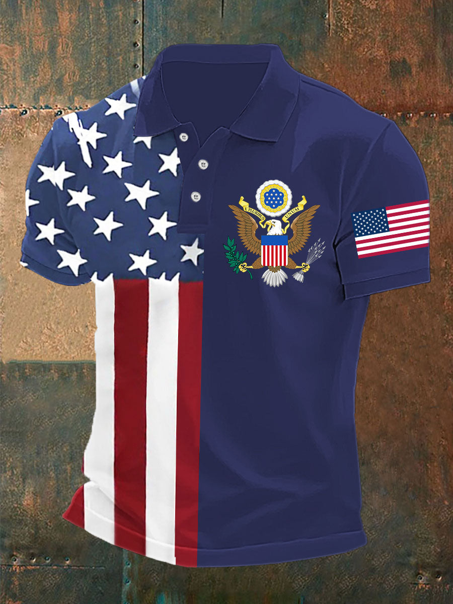 Camisa de manga corta USA Pirnt para hombre