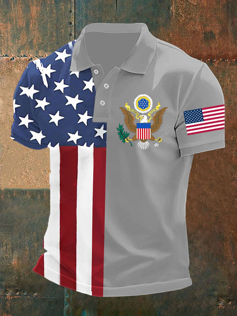 Camisa de manga corta USA Pirnt para hombre